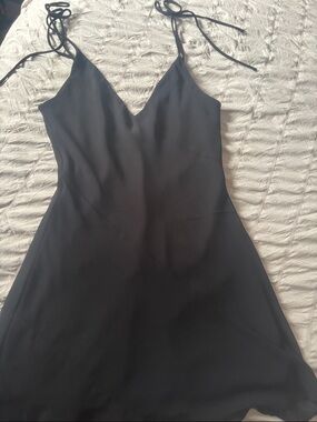 Aritzia Black Mini Slip Dress with Tie Straps